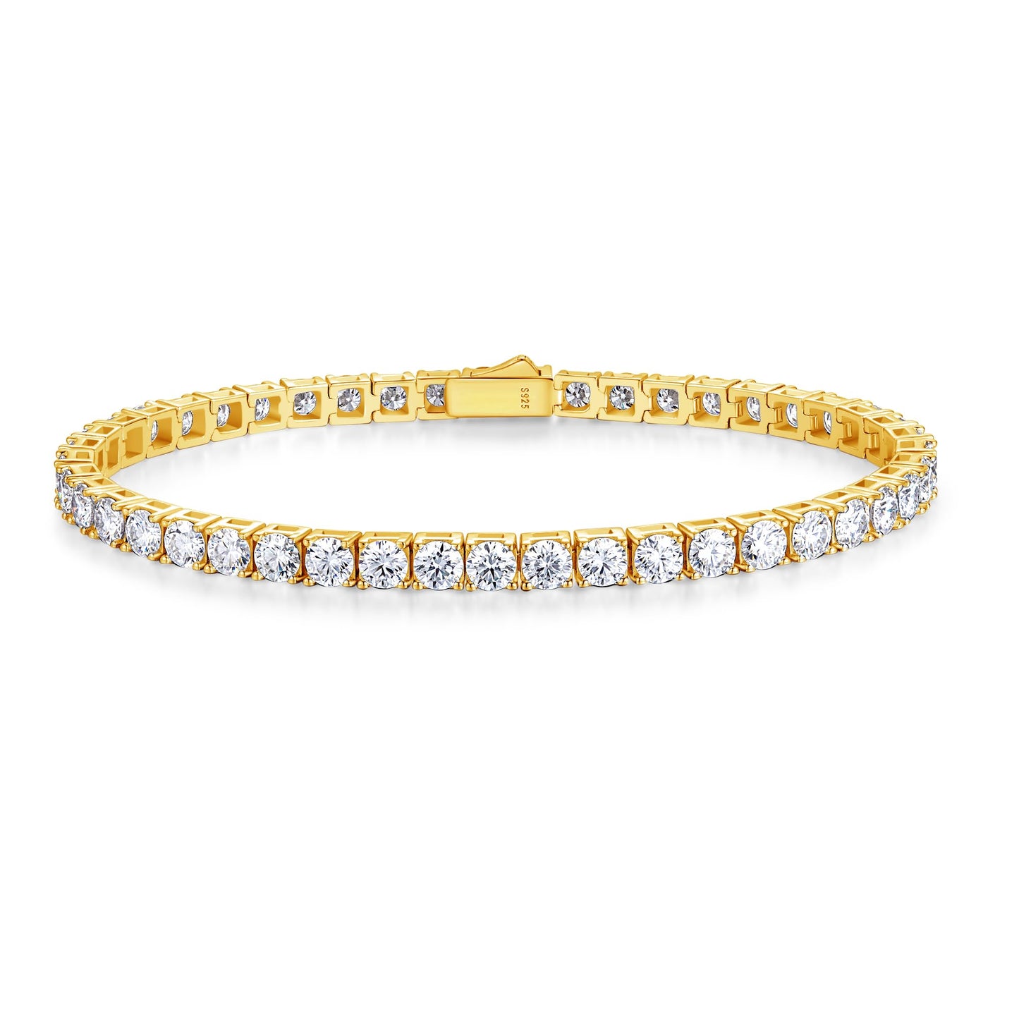 CACESTONE 13.2cttw Moissanite Tennis Bracelet Gold Plated Fine Jewelry D Color VVS1 Round Brilliant Moissanite Wedding Birthday Valentines Gift for Women Length 7.5 Inch Width 4mm