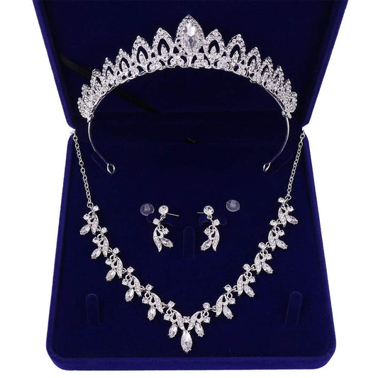 SHYMMUO Bridal Jewelry Set for Wedding Crystal Crown Necklace Earrings Womens Jewelry Set for Wedding Bridesmaid Party Birthday Prom Style H Silver…