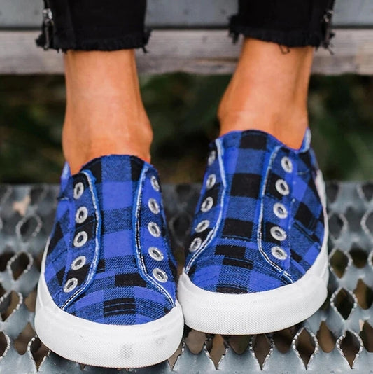 Plaid Canvas Shoes for Women