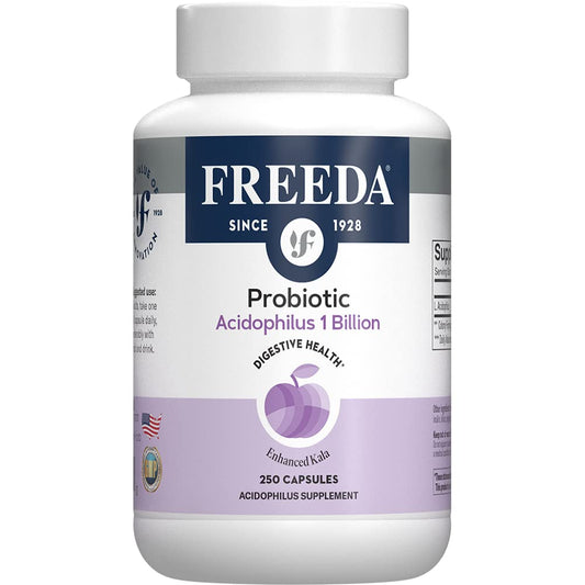 FREEDA Acidophilus Probiotic 1 Billion CFU - Lactobacillus Acidophilus Probiotics for Women & Men - Womens Probiotics for Digestive Health - Gut Health Supplements for Women & Men (250 Capsules)