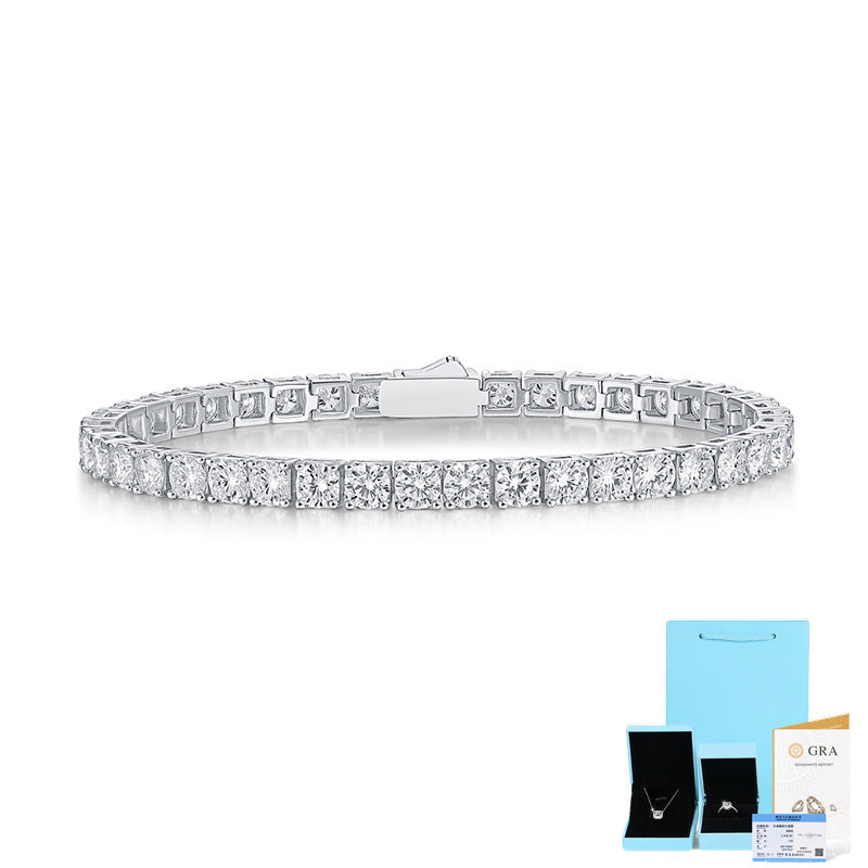 925 Silver Moissanite Tennis Bracelet for Men & Women