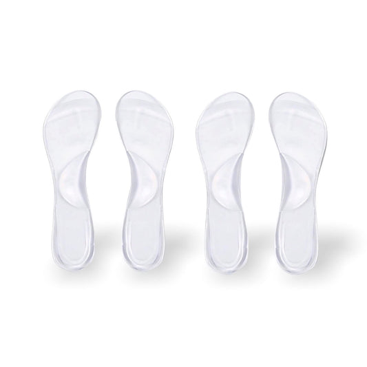 CB 2-Pairs Arch Support Insoles Silicone Gel Invisible Slim Inserts Shock Absorption Arch Pain Foot Heel Pain Relief 3/4 Length for Women Shoes High Heel Shoes 5-8 Clear