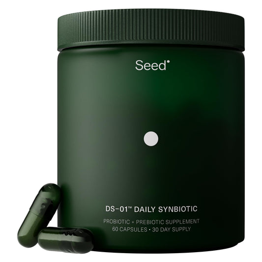 Seed DS-01 Daily Synbiotic - Prebiotic and Probiotic for Women & Men - Digestive Health Gut Health Immune Support Bloating & Constipation Relief - Vegan & Shelf-Stable - 60 Capsules (30-Day Supply)