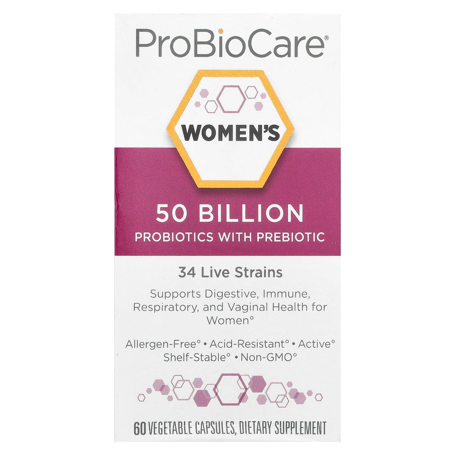 Probiotic for Women - 50 Billion CFUs - Supports Digestive & Vaginal Health (60 Vegetable Capsules)