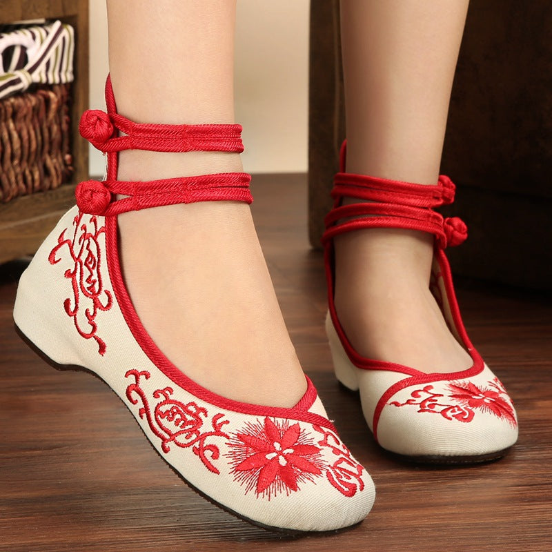 Embroidered Shoes for Women - Beijing Style Dance Shoes