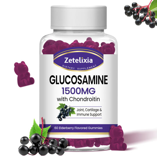 Zetelixia Glucosamine Chondroitin Gummies with MSM Turmeric - Joint Support Supplement - Cartilage Health Mobility & Flexibility - Joint Health for Men & Women 60 Count