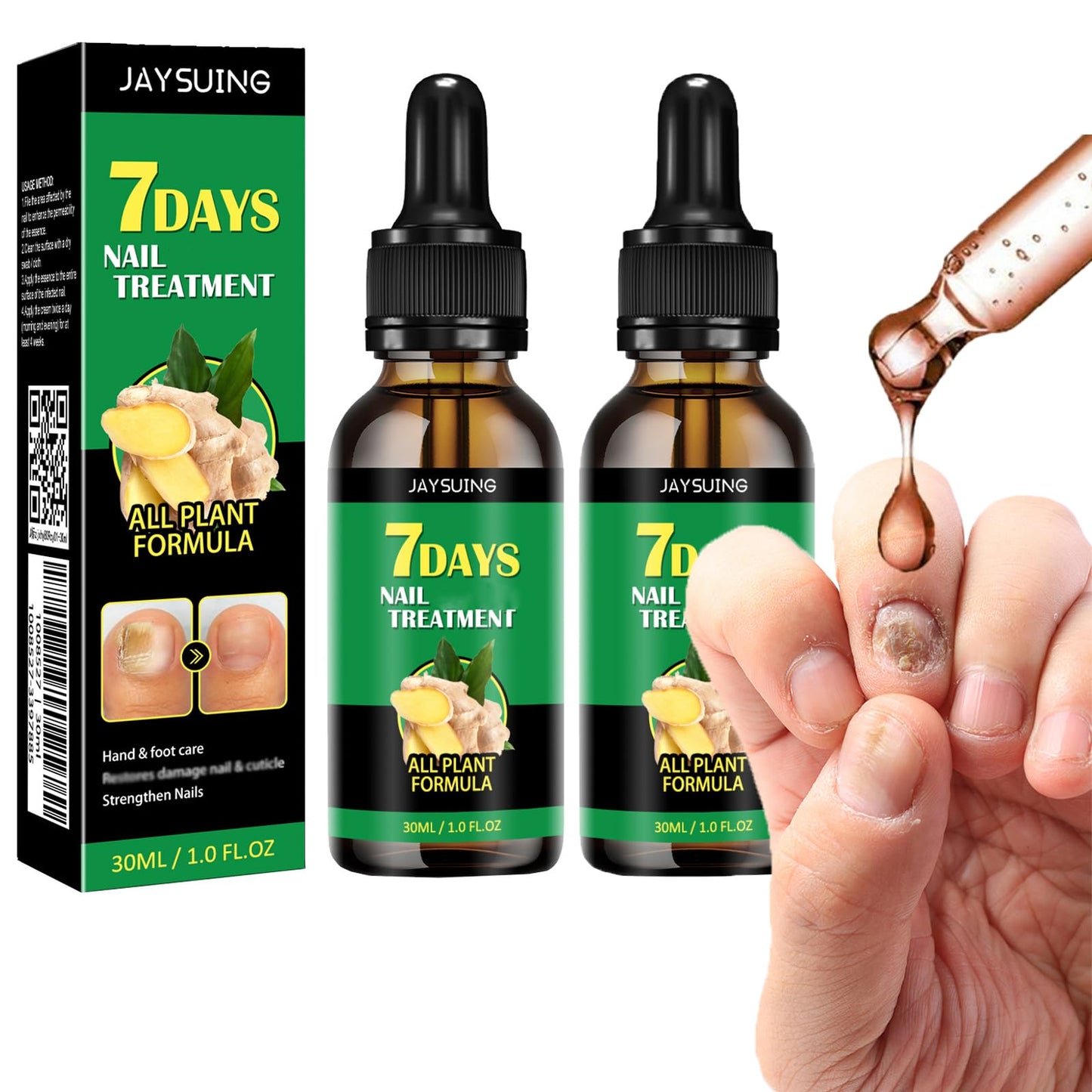 Ginger Nail Treatment Nail Support Nail Care 7days Nail Treatment Ginger Nail Growth Serum Ginger Cuticle Care Oil for NailsCuticle Serum for Nails (2Pcs 1 Fl.oz(pack of 1))