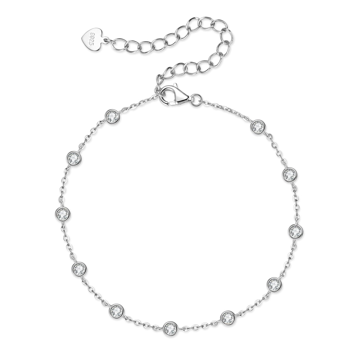 Moissanite Tennis Bracelet 925 Sterling Silver Lab Diamond Bracelets for Women D Color VVS1 Round Cut GRA Certificate 6.5+2 inch