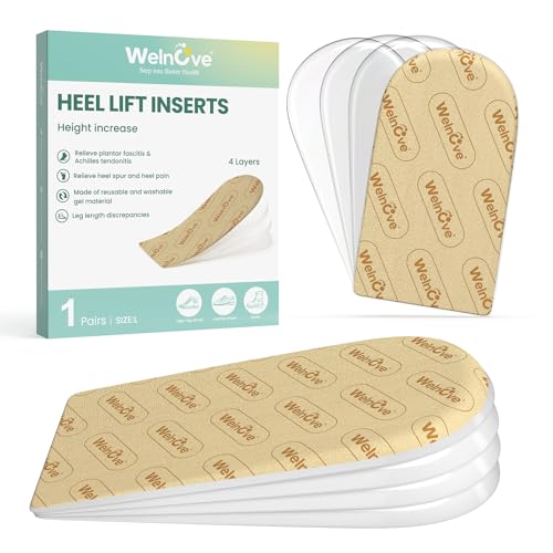 Heel Lift Inserts for Women Shoes - Welnove Adjustable Orthopedic Shoe Lifts for Uneven Legs - Gel Heel Inserts for Leg Length Discrepancy Heel Pain Heel Spur - Heel Wedge Pads (Size S 4 Layers)