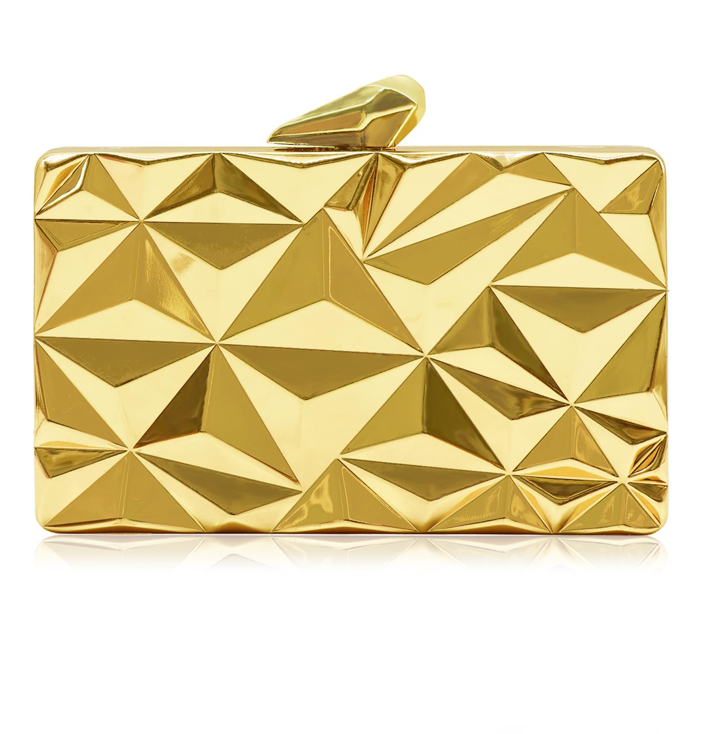 Milisente Womens Clutch Purses Metallic Bridal Party Geometric Evening Clutches Bags Cocktail Formal Handbags (Rectangle Gold)
