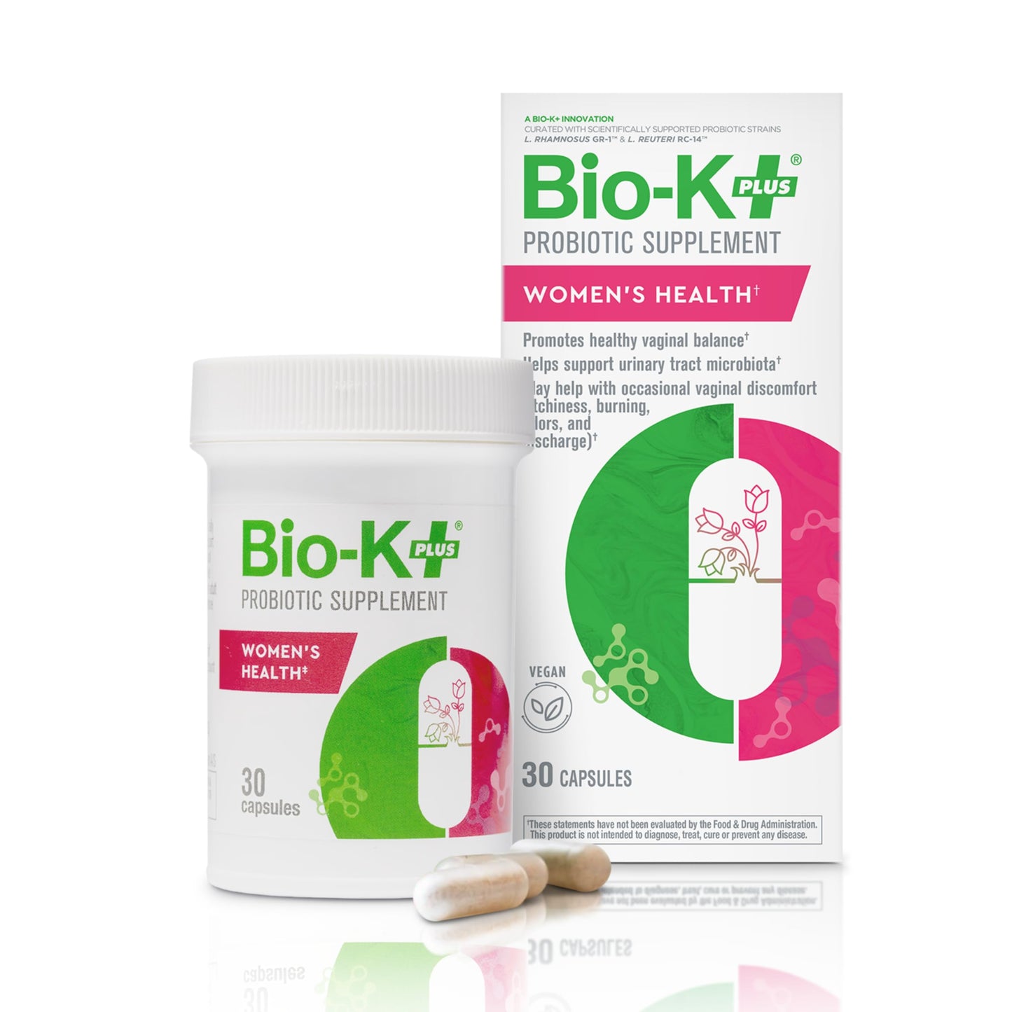 Bio K+ Women’s Health – Probiotic Supplement for Women Supports Vaginal & Urinary Tract Health with 2 Billion CFU 2 Strains Vaginal Probiotics for Women – 30 Capsules