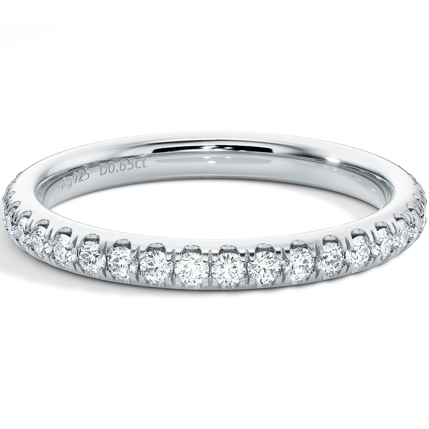 Blueeve 1.8mm Moissanite Wedding Band for Women D Color VVS1 Clarity Lab Created Diamond Moissanite Half Eternity Ring 14K White Gold Filled Moissanite Rings for Women Anniversary Birthday Gifts