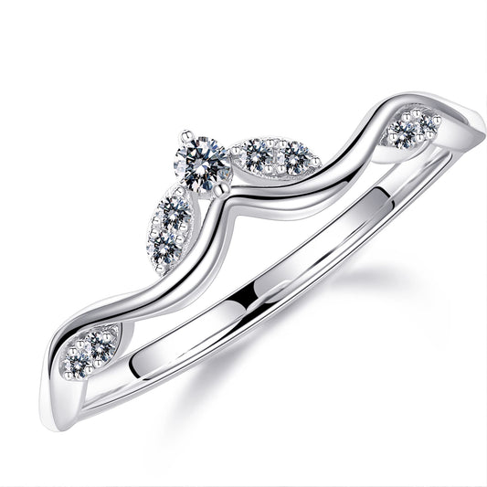 MOOSEA Moissanite Contour Wedding Band for Women D Color VVS1 Clarity Lab Created Moissanite Stackable Rings 14K White Gold Vermeil Antique Marquise Moissanite Contour Wedding Band for Women Gifts