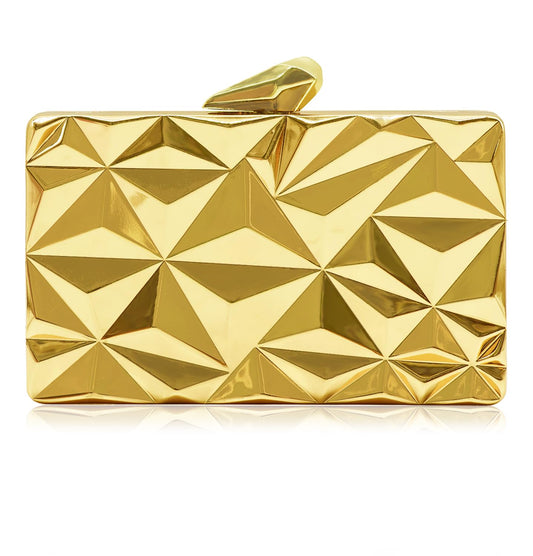 Milisente Womens Clutch Purses Metallic Bridal Party Geometric Evening Clutches Bags Cocktail Formal Handbags (Rectangle Gold)