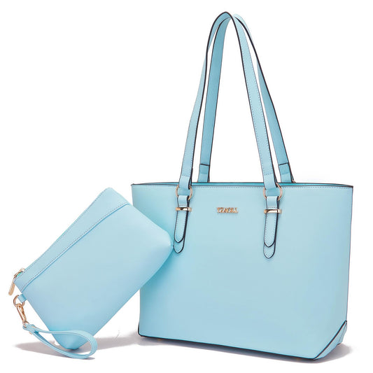 Handbags for Women Shoulder Bags Tote Satchel With Matching Wrist Bag 2pcs Purse Set WaterBlue