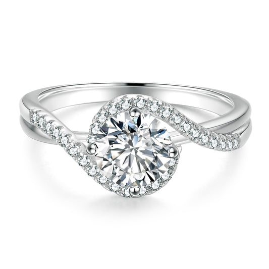 KRKC Moissanite Rings for Women 0.5CT/1CT/1.5 CT Lab Created Diamond Engagement Rings D Color VVS1 Clarity Brilliant Round Cut White Gold Plated S925 Sterling Silver Ring for Wedding Promise Anniversary and Bridal Gift