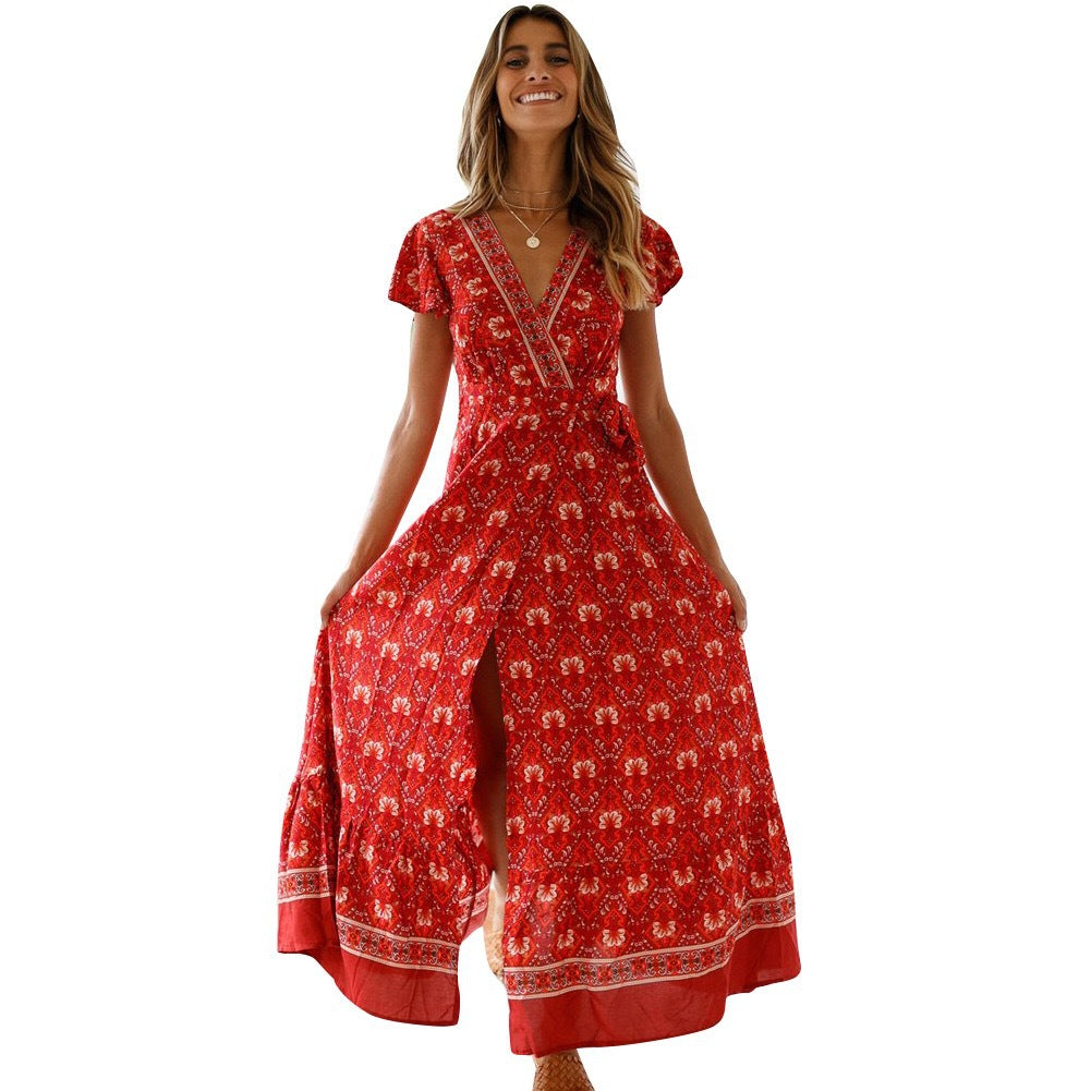 Printed Long Dress - Sexy Floral Maxi Dress
