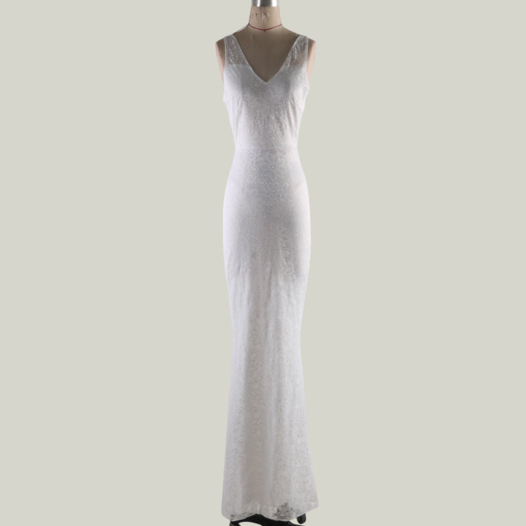 Backless Lace Dress - Sexy Slim Fit Maxi Dress
