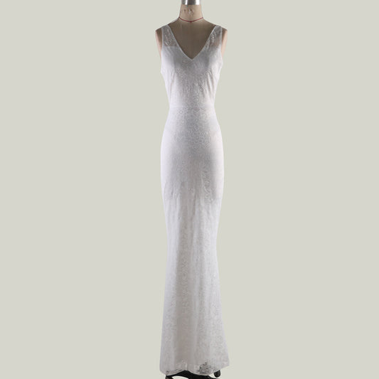 Backless Lace Dress - Sexy Slim Fit Maxi Dress