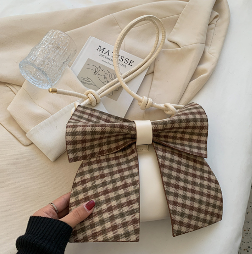 Cute Bowknot Plaid Bag for Women Fashion