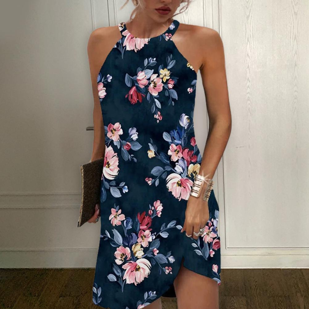 O-Neck Off Shoulder Sleeveless Beach Dress for Women