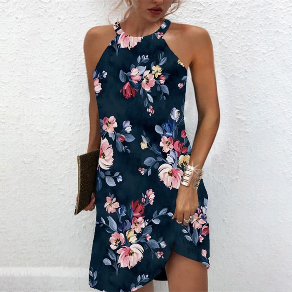 O-Neck Off Shoulder Sleeveless Beach Dress for Women