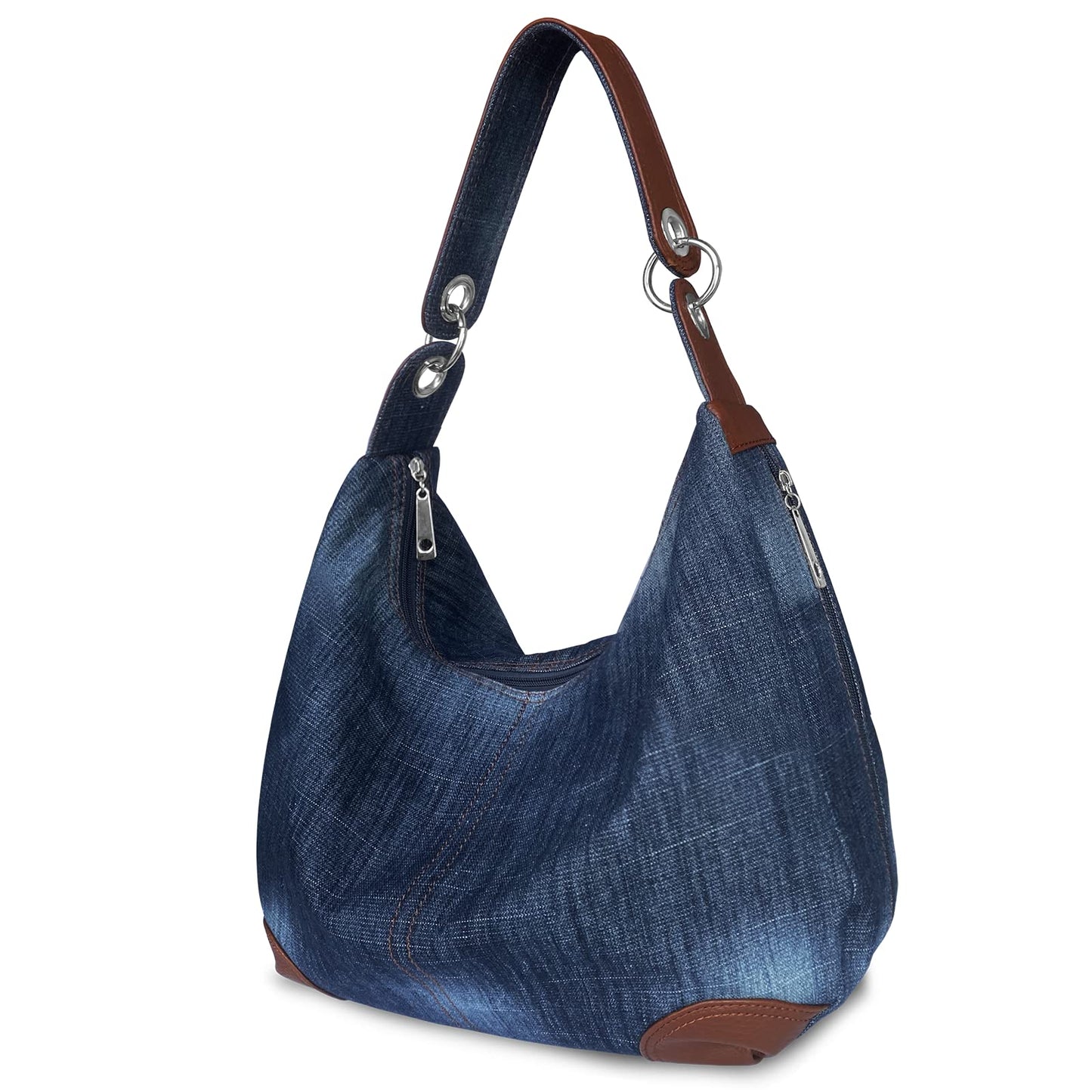 Denim Handbags for Women Jean Purse with Multiple Pockets Denim Blue Tote Hobos Crossbody Bags