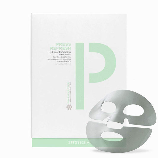 ZitSticka Sheet Masks for Face Skincare- Exfoliating & Hydrating Sheet Mask for Dry & Sensitive Skin - Soothe Breakouts & Acne-Prone Skin - Beauty Facial Skin Care for Woman (Press Fresh 5 Sheets)