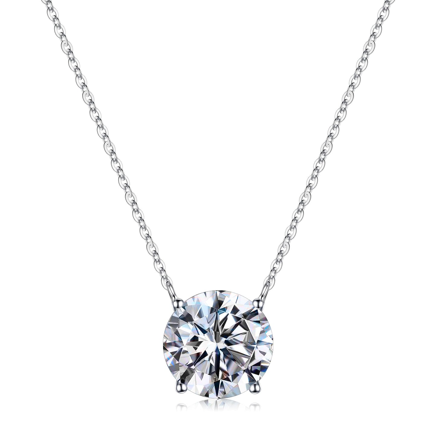 MOOSEA 2 Carat Round Moissanite Pendant Necklace for Women D Color VVS1 Clarity Lab Created Moissanite 925 Sterling Silver Necklace Pendant Necklace for Women Anniversary Birthday Jewelry Gifts