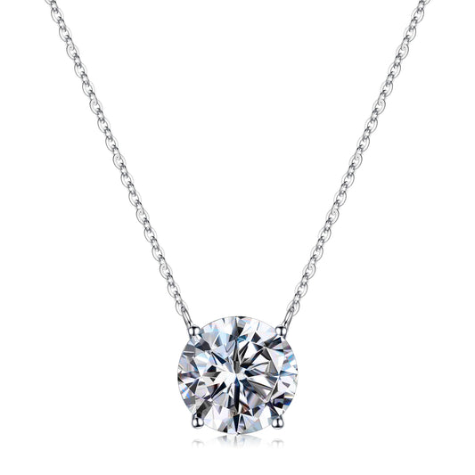 MOOSEA 2 Carat Round Moissanite Pendant Necklace for Women D Color VVS1 Clarity Lab Created Moissanite 925 Sterling Silver Necklace Pendant Necklace for Women Anniversary Birthday Jewelry Gifts