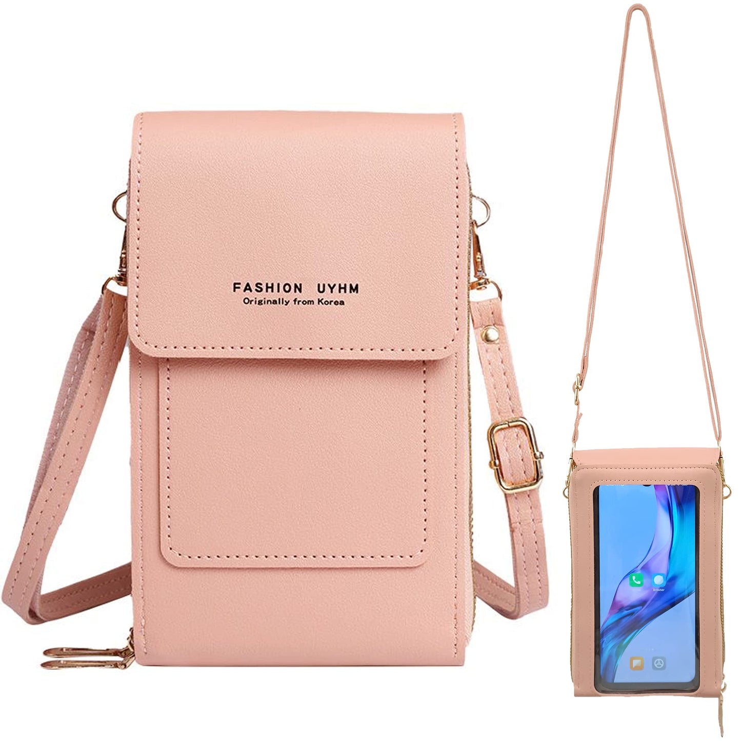 PORT&LOTUS Crossbody Bags for Women Cell Phone Purse Wallet Ladies Small Womens Handbags PU Leather Shoulder Bags Card Holder Pink 2